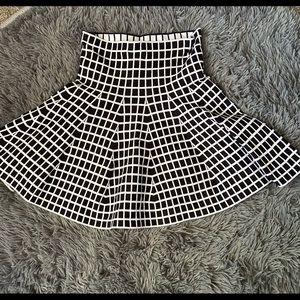 Black and white fit & flare skirt